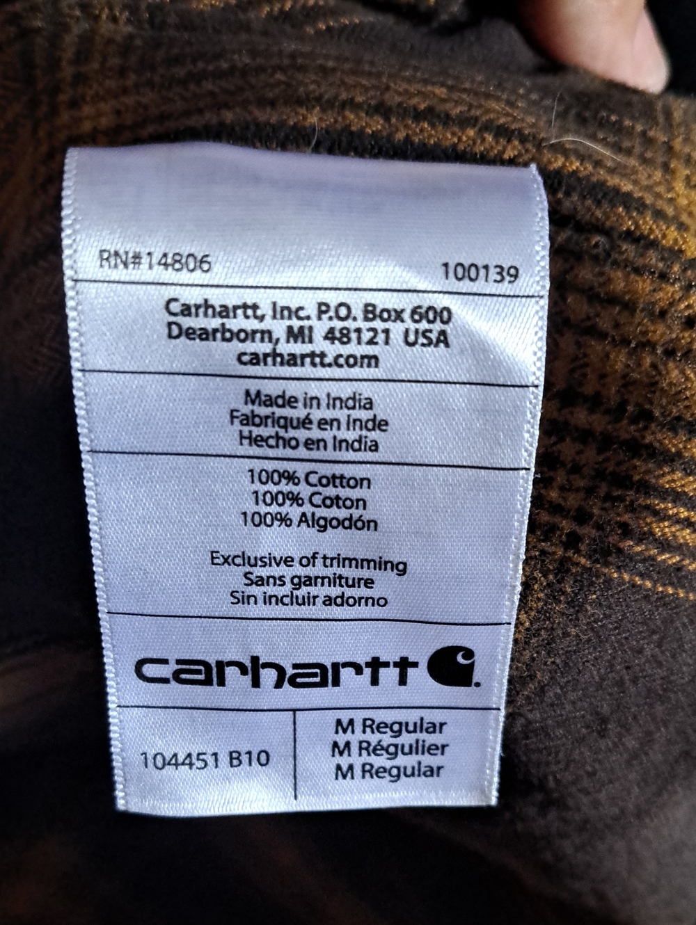 Carhartt Brown & Yellow Plaid Flannel Shirt - Picture 7 of 7